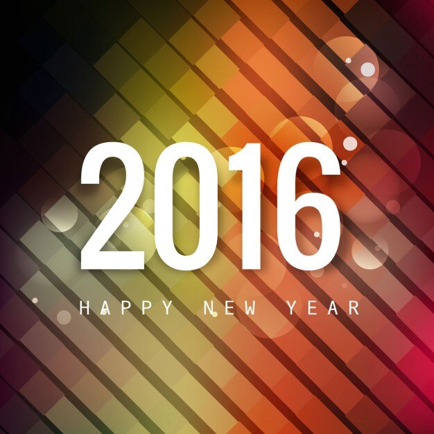 Neues Jahr 2016 bunte Grußkarte