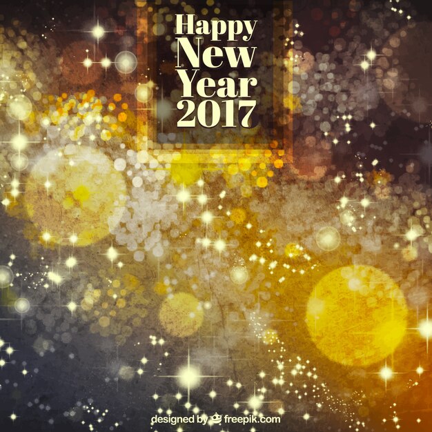 Neues Jahr auf einem hellen goldenen Hintergrund