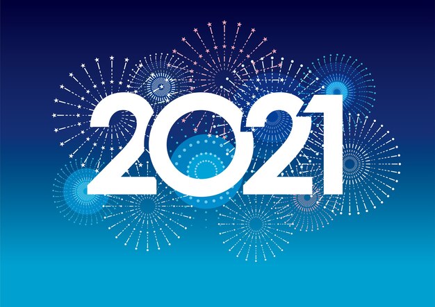 Neujahr 2021 Grußkarte mit Feuerwerk