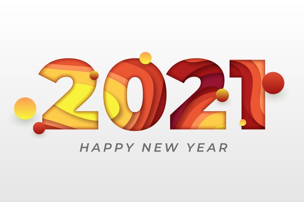Neujahr 2021 Hintergrund im Papierstil