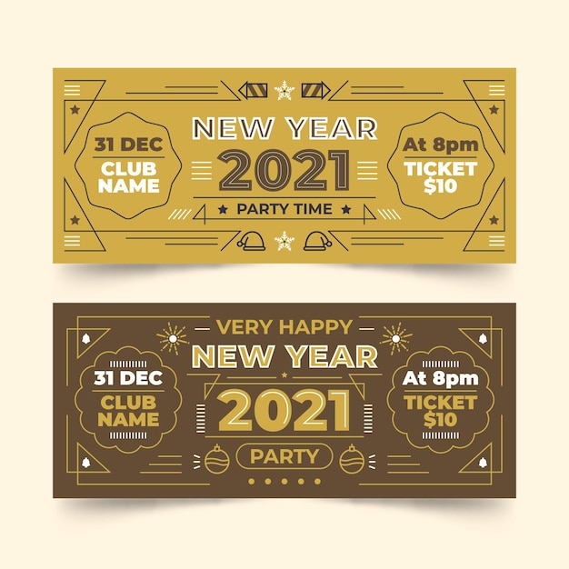 Neujahr 2021 party banner im flachen design