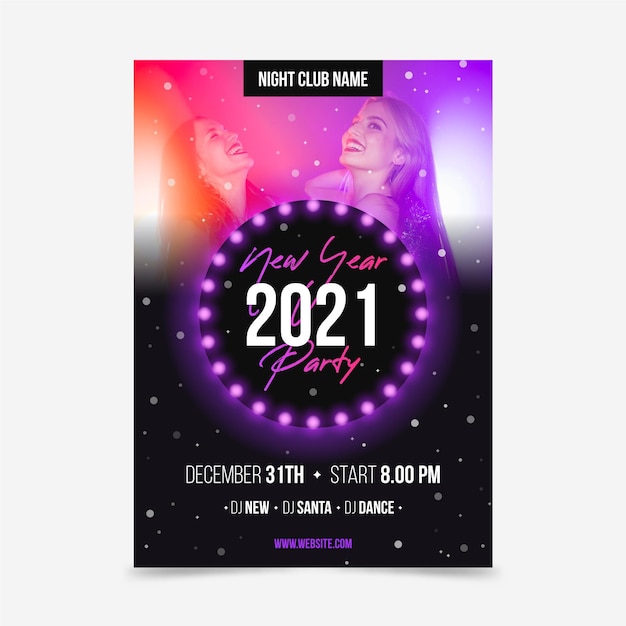 Neujahr 2021 party poster vorlage