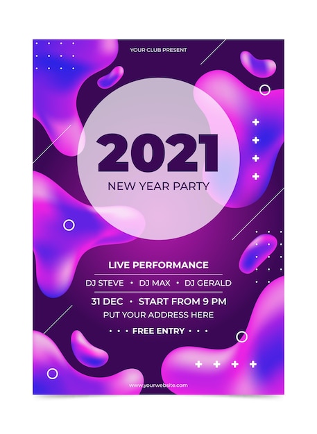 Neujahr 2021 party poster vorlage