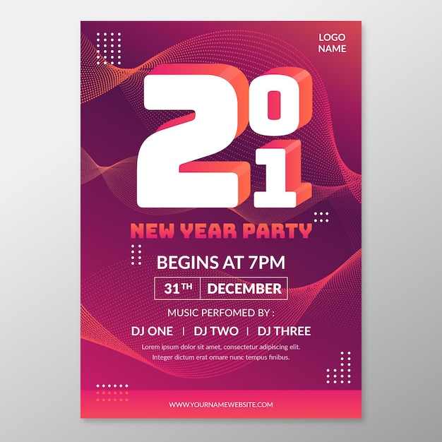 Neujahr 2021 party poster vorlage