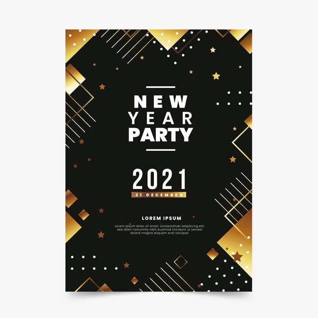Neujahr 2021 Party Poster Vorlage