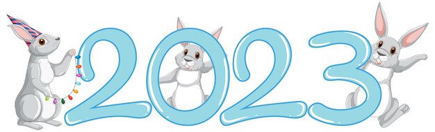 Kostenloser Vektor neujahr 2023 kaninchen-schild-symbol