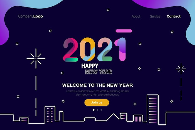 Neujahrs-landingpage im flachen design