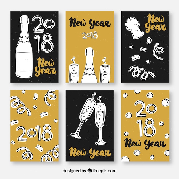 Neujahrskarten in schwarz und gold