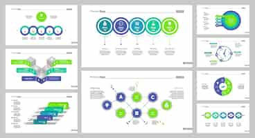 Kostenloser Vektor neun marketing slide vorlagen set