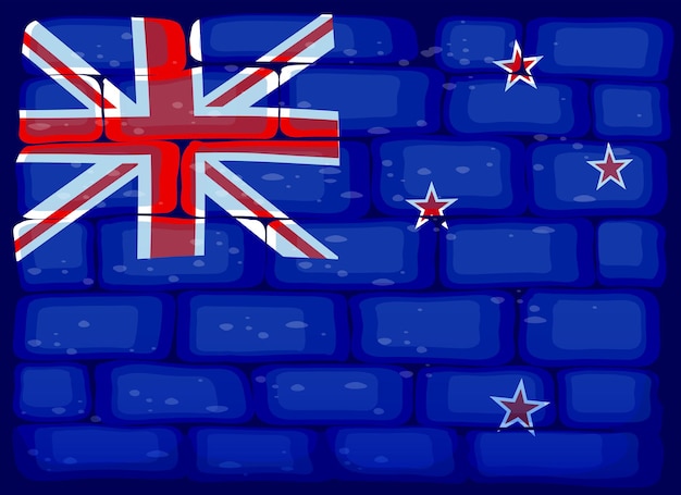 Kostenloser Vektor neuseeland-flagge auf brickwall gemalt