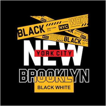 New york city schwarz-weiß-typografie mit polizei-umriss-premium-vektor