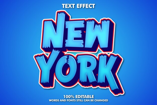 New Yorker Aufkleber Blaue Und Rote 3d Schrift Mit Innerem Glanz Premium Vektor