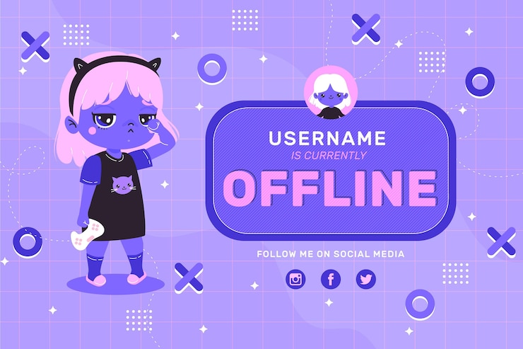 Kostenlose Vektor niedlich aussehendes banner für offline zuckende plattform