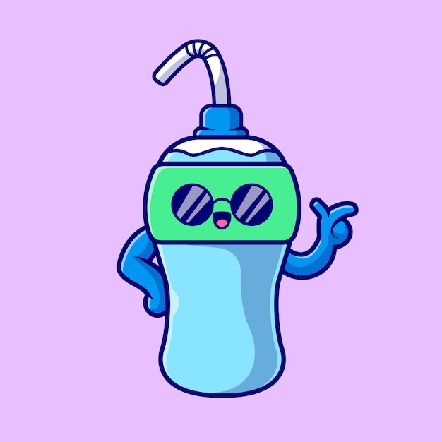 Niedlich, cool, flasche, getränk, karikatur, vektor, symbol, illustration. getränk, gegenstand, symbol, begriff, freigestellt, prämie