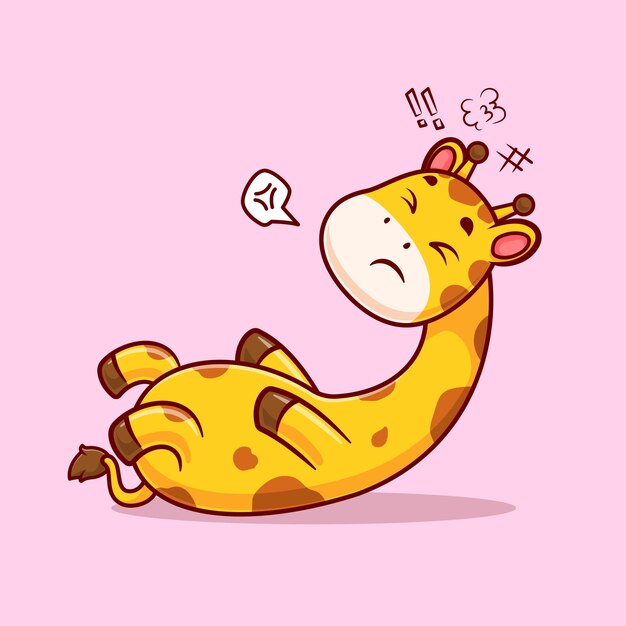 Niedlich, giraffe, aufsitzen, karikatur, vektor, symbol, abbildung, tier, sport, symbol, begriff, freigestellt, flat