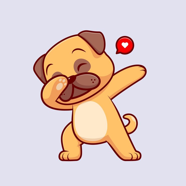 Kostenlose Vektor niedlich, mops, hund, tupfen, karikatur, vektor, symbol, abbildung, tier, natur, symbol, begriff, freigestellt, prämie