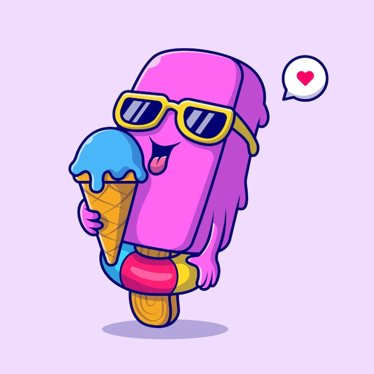 Kostenlose Vektor niedlich, popsicle, essen, eistüte, karikatur, vektor, symbol, illustration. lebensmittel-sommer-symbol isoliert