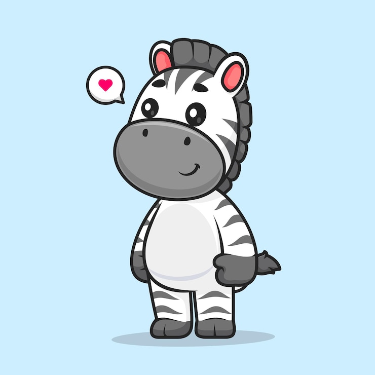 Kostenlose Vektor niedlich, zebra, stehende, karikatur, vektor, symbol, illustration. tierisches natur-ikonen-konzept isolierte prämie