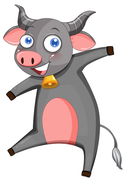 Niedliche Büffel-Cartoon-Figur auf weißem Hintergrund