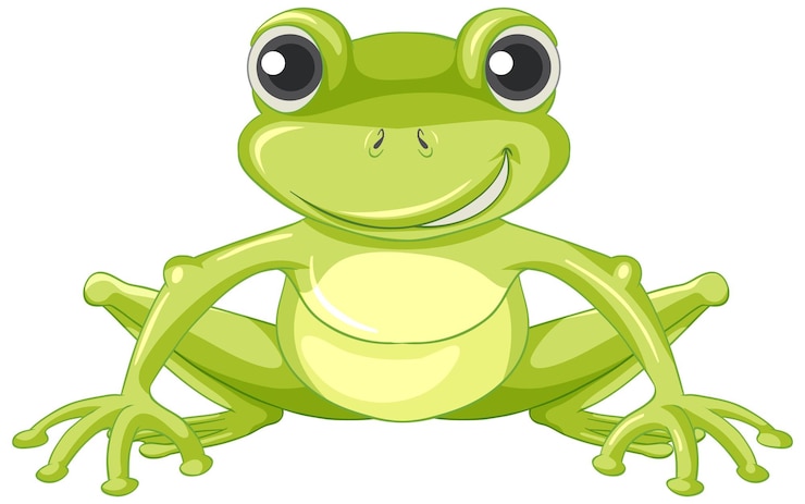 Kostenlose Vektor niedliche grüne frosch-cartoon-figur