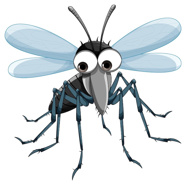 Kostenloser Vektor niedliche moskito-cartoon-figur fliegt