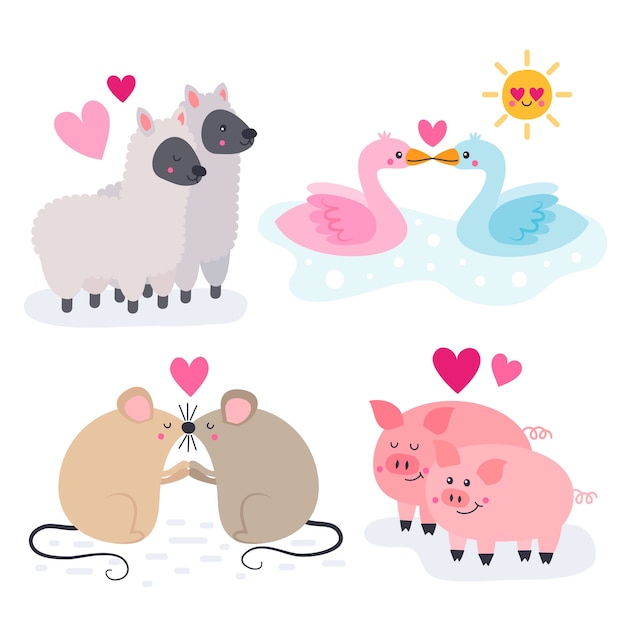 Niedliche Valentinstag Tierpaare