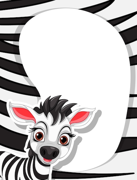 Kostenloser Vektor niedliche zebra-cartoon-figur mit musterrand