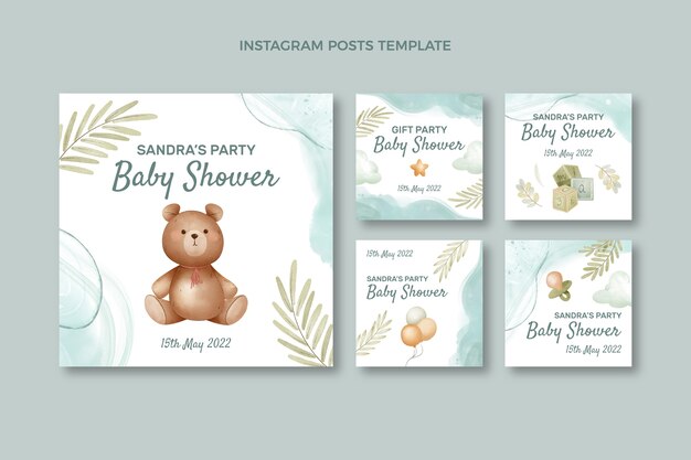 Niedlicher Babyparty-Design-Instgram-Beitrag