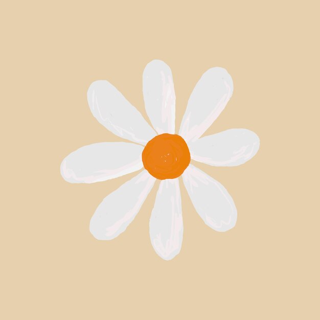 Niedlicher Gänseblümchen-Blumen-Element-Vektor im beige Hintergrund handgezeichneten Stil