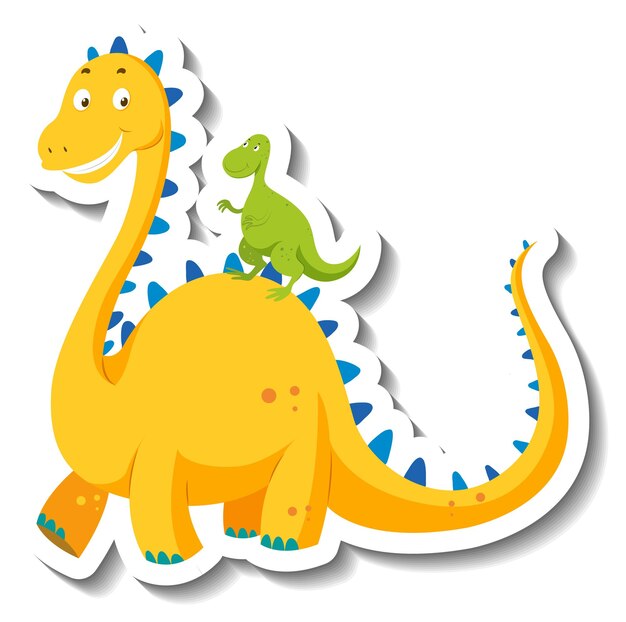 Niedlicher gelber Dinosaurier-Cartoon-Charakter-Aufkleber