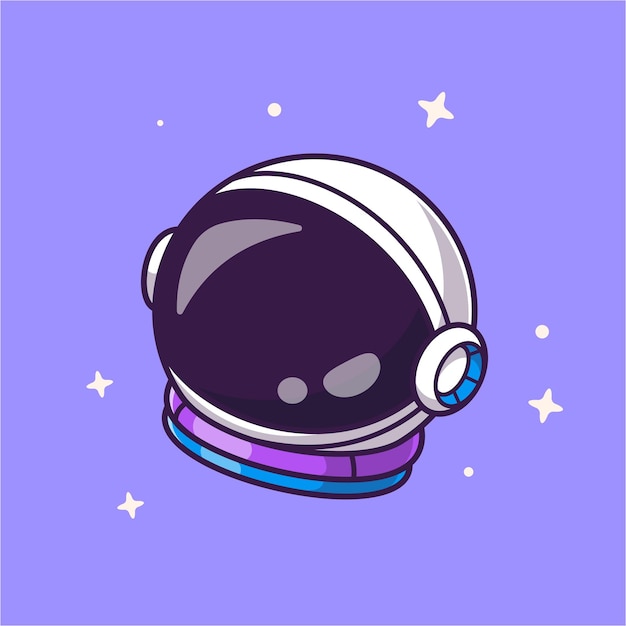 Kostenloser Vektor niedlicher helm-astronaut in der weltraum-cartoon-vektor-symbol-illustration. symbol für wissenschaftstechnologie isoliert