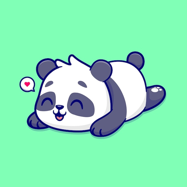 Niedlicher panda lag auf dem boden, cartoon-vektor-symbol, illustration, tier-natur-symbol-konzept, isoliert flach