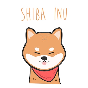 Niedliches shiba inu hundelächeln-charakter-cartoongekritzel