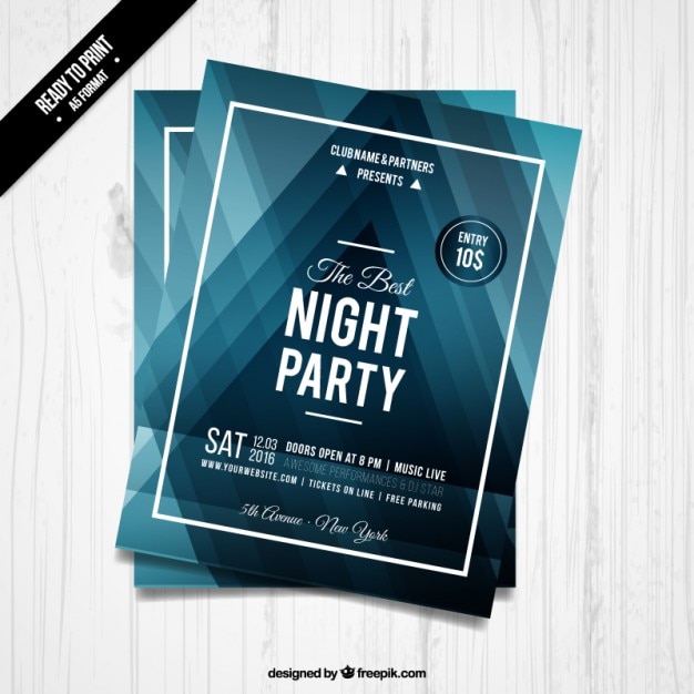 Night party blaue dreiecke flyer