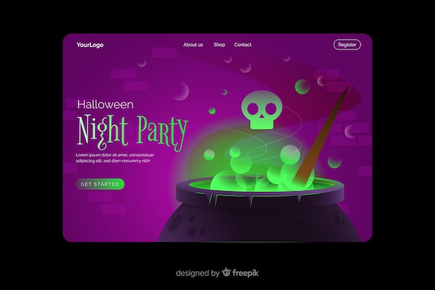 Night party halloween landing page