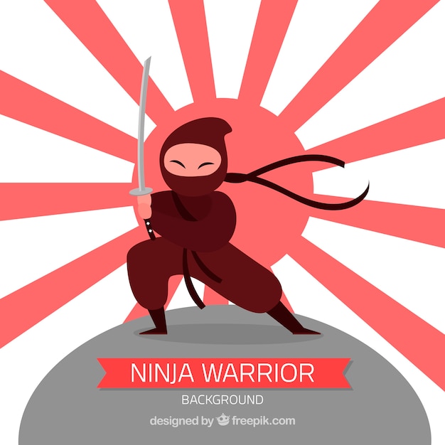 Kostenloser Vektor ninja krieger hintergrund