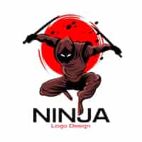 Kostenloser Vektor ninja-logo mit verschiedenen details