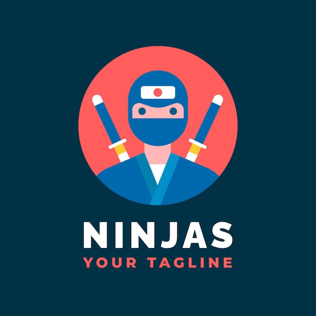 Ninja-Logo-Vorlage im flachen Design