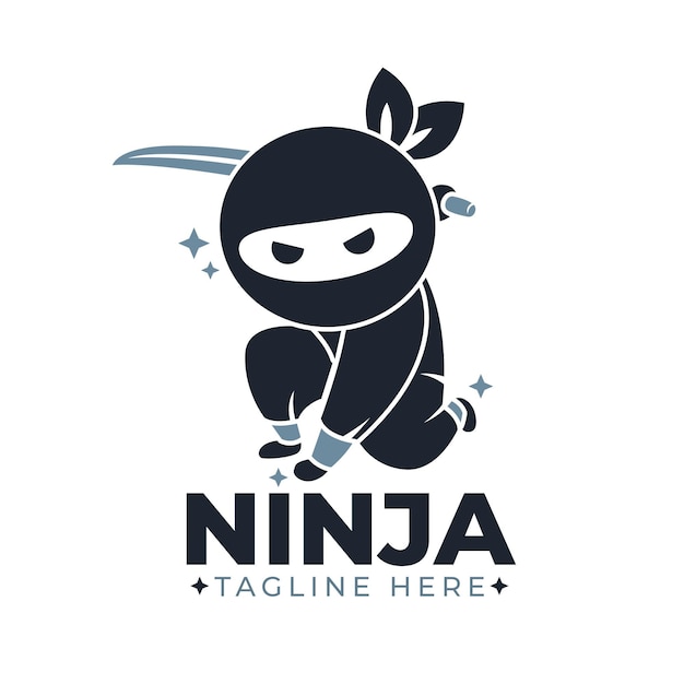 Kostenloser Vektor ninja-logo-vorlage im flachen stil