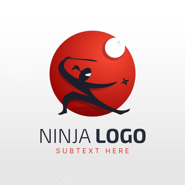 Kostenloser Vektor ninja-logo-vorlage mit farbverlauf