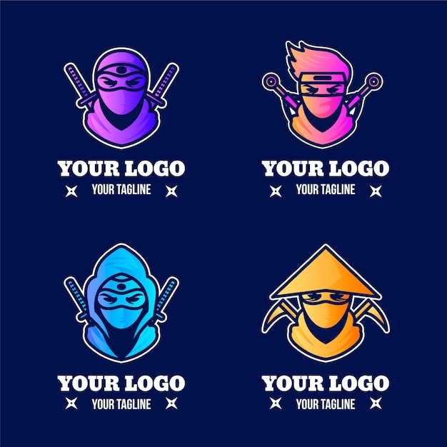 Ninja-logo-vorlagen mit farbverlauf