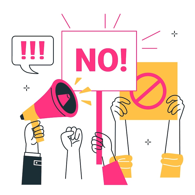 Kostenlose Vektor no-protest-schild-konzept-illustration