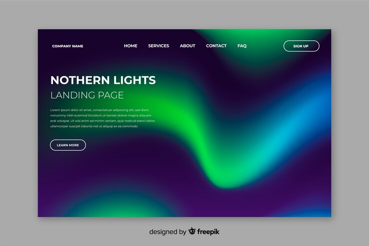 Kostenlose Vektor nordlicht-landingpage-vorlage