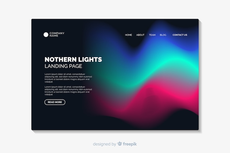 Kostenlose Vektor nordlicht-landingpage-vorlage