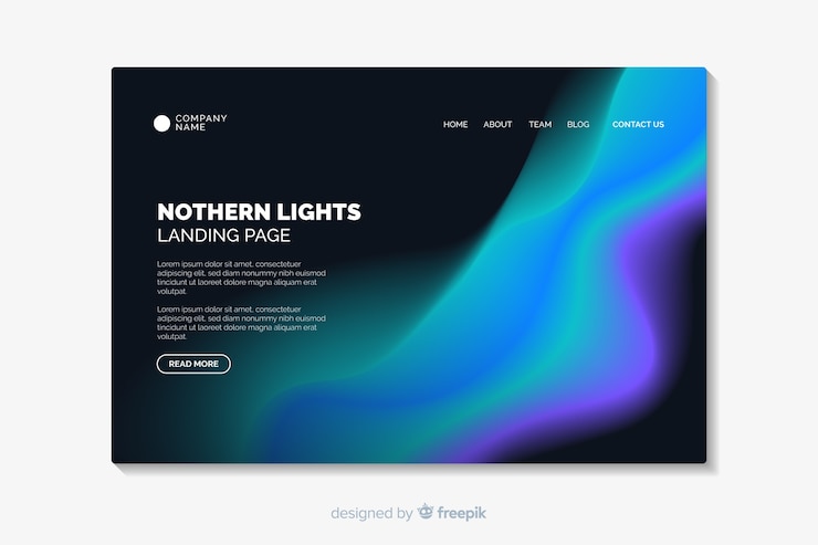Kostenlose Vektor nordlicht-landingpage-vorlage