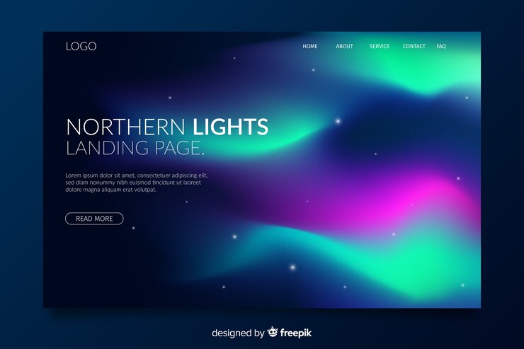 Kostenlose Vektor nordlicht-landingpage