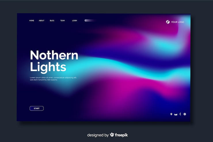 Kostenlose Vektor nordlicht-landingpage
