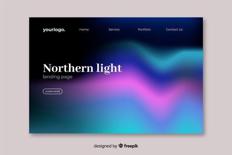 Kostenlose Vektor nordlicht-landingpage