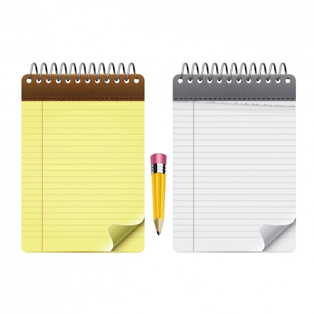 Kostenlose Vektor notepad packung mit einem bleistift