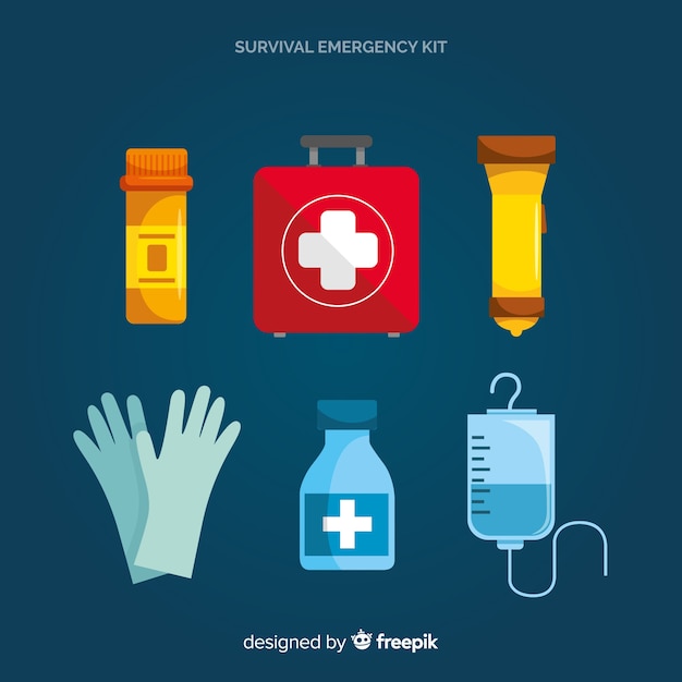 Notfall-überlebens-kit im flachen design